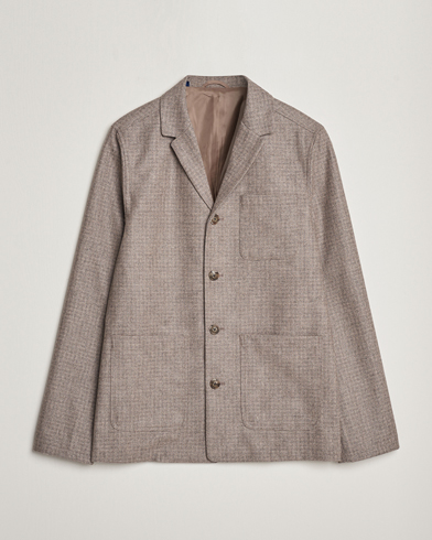 Herr | Skjortor | Eton | Wool/Cashmere Checked Overshirt Brown