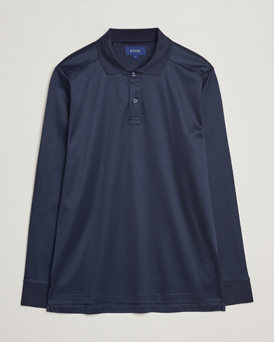 Herr |  | Eton | Filo Di Scozia Long Sleeve Polo Navy Blue