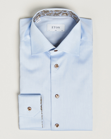 Herr | Eton | Eton | Slim Fit Signature Twill Contrast Shirt Blue
