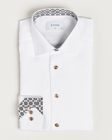 Herr |  | Eton | Slim Fit Royal Dobby Contrast Shirt White