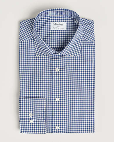 Herr | Businesskjortor | Stenströms | Slimline Mini Check Cut Away Shirt Blue