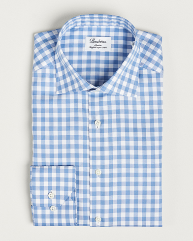 Herr | Businesskjortor | Stenströms | Slimline Check Cut Away Shirt Light Blue