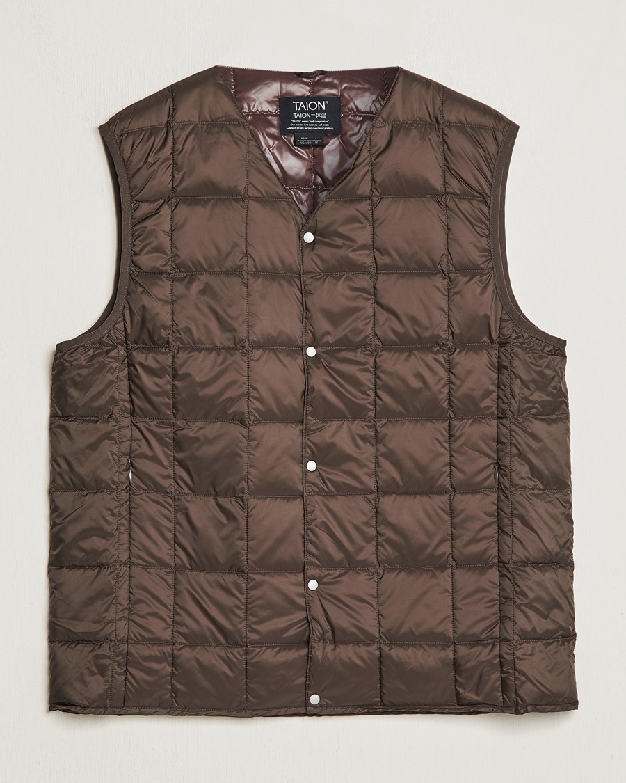 Herr | Höstjackor | TAION | V-Neck Lightweight Down Vest Dark Choco