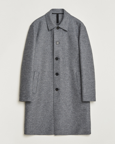 Herr | Rockar | Harris Wharf London | Pressed Wool Mac Coat Grey Moul