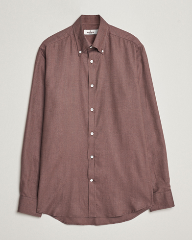 Herr | Morris Heritage | Morris Heritage | Herringbone Brushed Cotton Shirt Brown