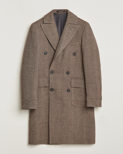 Herr | Jackor | Oscar Jacobson | Polo Wool Herringbone Coat Brown