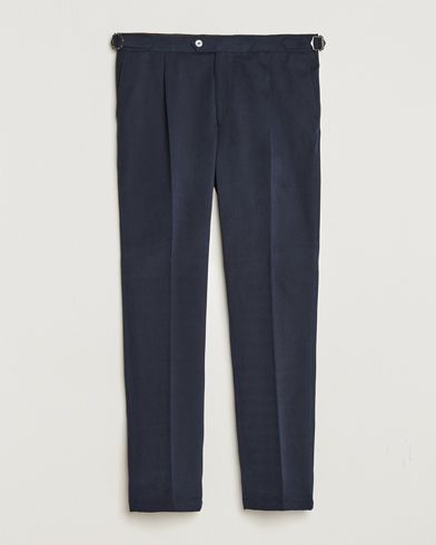 Herr | Chinos | Oscar Jacobson | Delon Brushed Cotton Trousers Navy