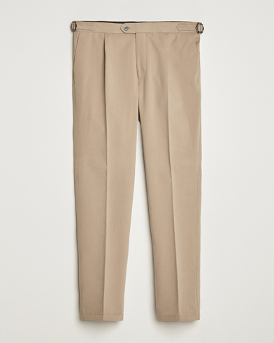 Herr | Chinos | Oscar Jacobson | Delon Brushed Cotton Trousers Beige