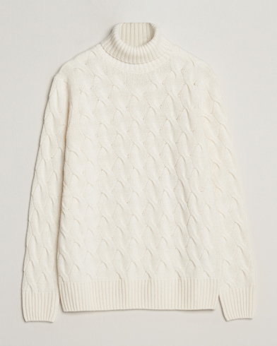Herr | Avdelningar | Oscar Jacobson | Seth Heavy Knitted Wool/Cashmere Cable Rollneck White