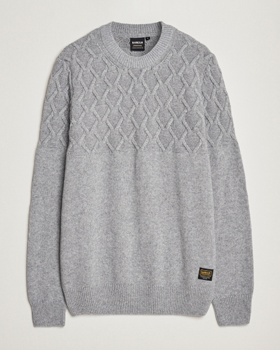 Herr |  | Barbour International | Knitted Cable Crewneck Grey Marl