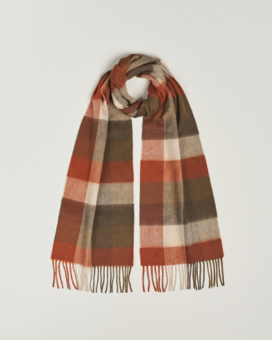 Herr | Barbour | Barbour Lifestyle | Large Tattersall Lambswool Scarf Warm Ginger