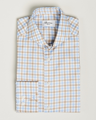 Herr |  | Stenströms | Slimline Checked Royal Oxford Shirt Beige/Blue