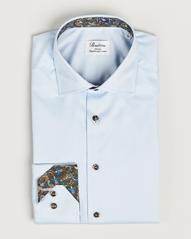 Herr | Formella | Stenströms | Slimline Contrast Cut Away Shirt Light Blue