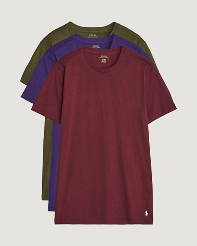 Herr | T-Shirts | Polo Ralph Lauren | 3-Pack Crew Neck T-Shirt Wine/Green/Purple