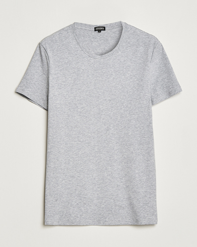 Herr | Luxury Brands | Zegna | Stretch Cotton Round Neck T-Shirt Grey Melange