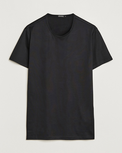 Herr | Zegna | Zegna | Filoscozia Pure Cotton Round Neck T-Shirt Black