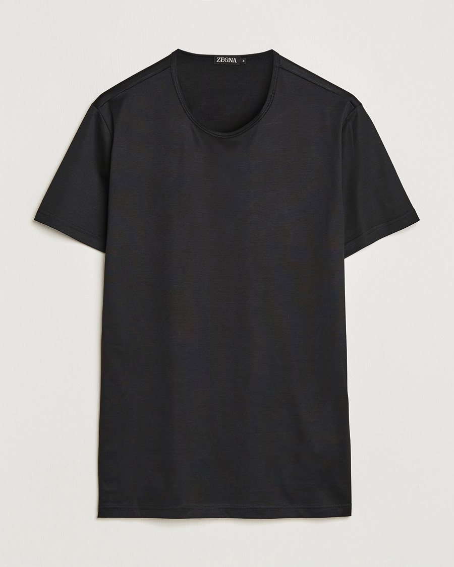 Herr | Svarta t-shirts | Zegna | Filoscozia Pure Cotton Round Neck T-Shirt Black