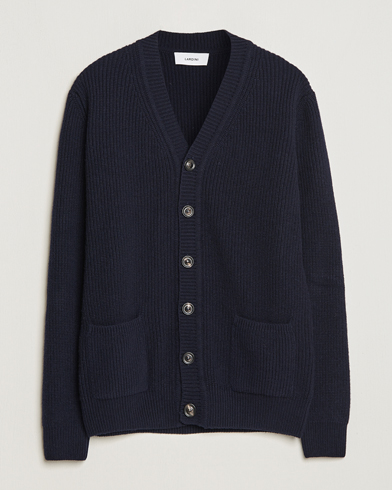 Herr | Tröjor | Lardini | Wool/Cashmere Knitted Cardigan Navy