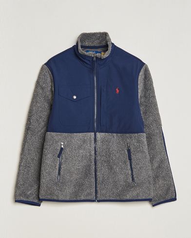 Herr | Fleecetröjor | Polo Ralph Lauren | Bonded Sherpa Full Zip Sweater Grey/Newport Navy