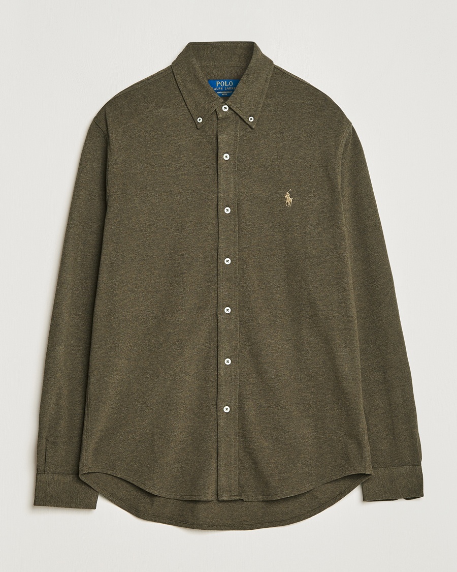 Polo Ralph Lauren Featherweight Mesh Shirt Wilson Olive Heather – Grön