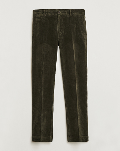 Herr | Polo Ralph Lauren | Polo Ralph Lauren | Corduroy Pleated Trousers Oil Cloth Green