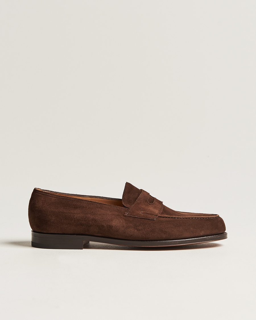 John Lobb Lopez Penny Loafer Dark Brown Suede