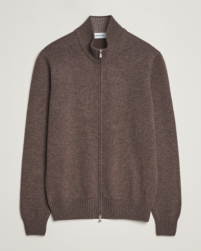 Herr | Italian Department | Gran Sasso | Wool/Cashmere Full Zip Brown Melange