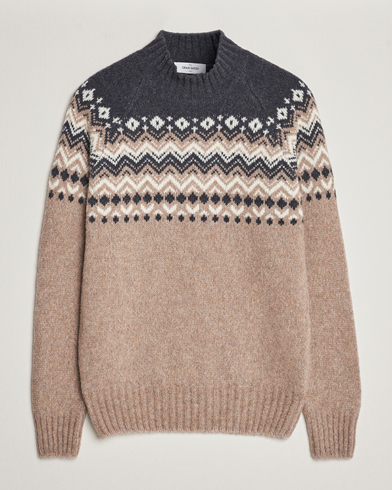 Herr | Tröjor | Gran Sasso | Aspen Wool Fairisle Crew Neck Sweater Beige/Grey