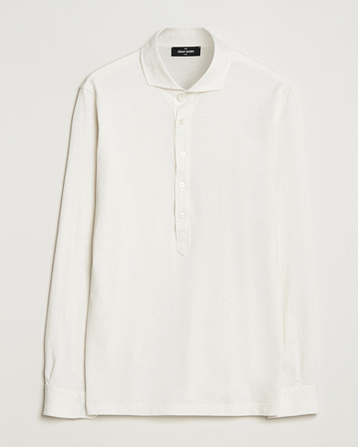 Herr |  | Gran Sasso | Brushed Cotton Popover Shirt Creme