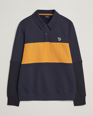 Herr | Rugbytröjor | PS Paul Smith | Organic Cotton Zebra Colorblocked Rugger Navy/Yellow