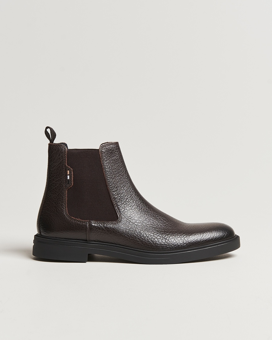 Herr | | BOSS BLACK | Calev Grained Leather Chelsea Boot Dark Brown