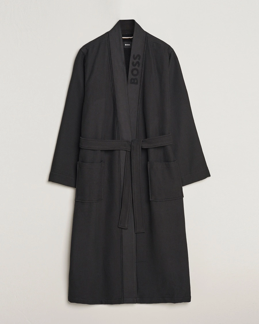 BOSS BLACK Waffle Robe Black – Svart