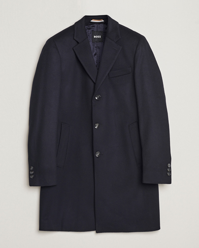 Herr | Höstjackor | BOSS BLACK | Hyde Wool/Cashmere Coat Dark Blue