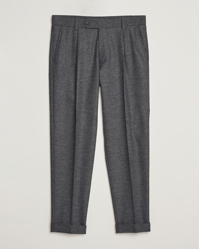 Herr | Kostymbyxor | BOSS BLACK | Perin Tech Flannel Pleated Trousers Dark Grey