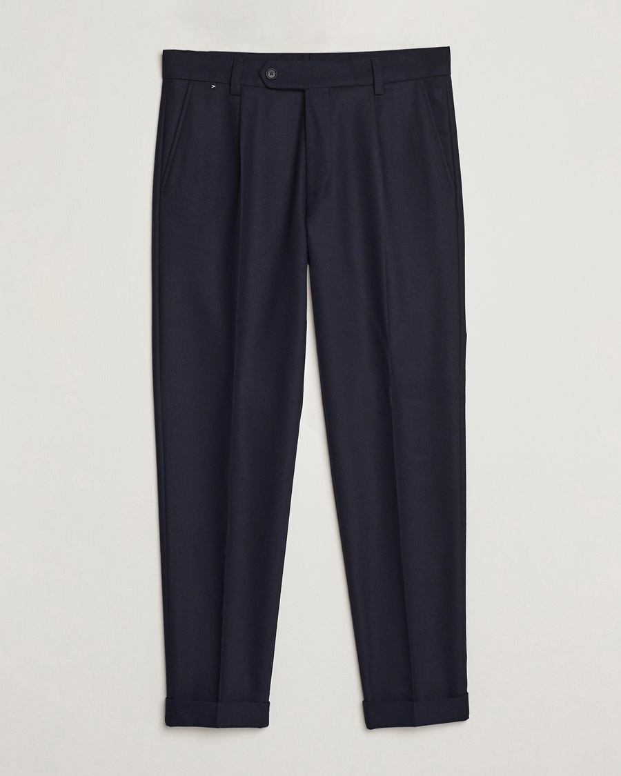 Herr | | BOSS BLACK | Perin Tech Flannel Pleated Trousers Dark Blue