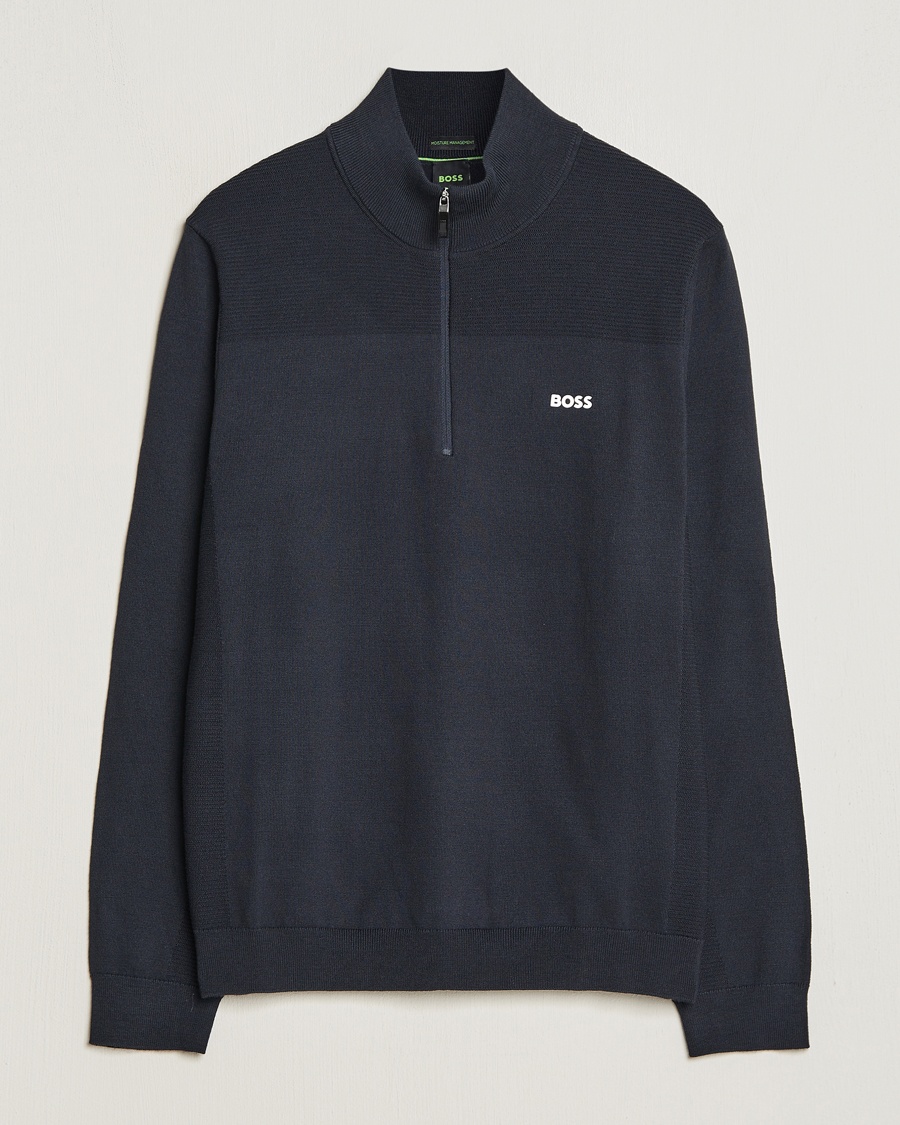 Herr | Realisation | BOSS GREEN | Momentum Knitted Half Zip Dark Blue