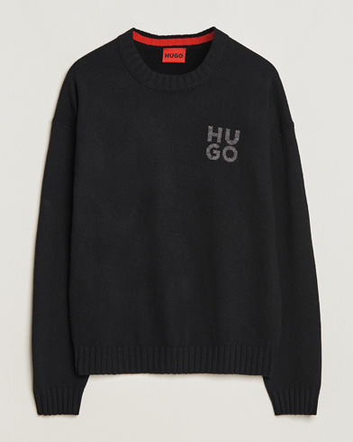 Herr | Stickade tröjor | HUGO | San Cassio Knitted Sweater Black