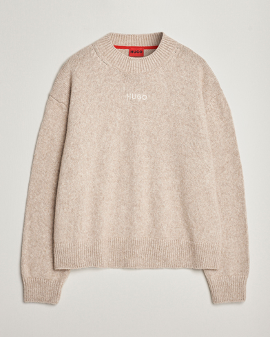 Herr | Tröjor | HUGO | Seese Knitted Sweater Light Beige