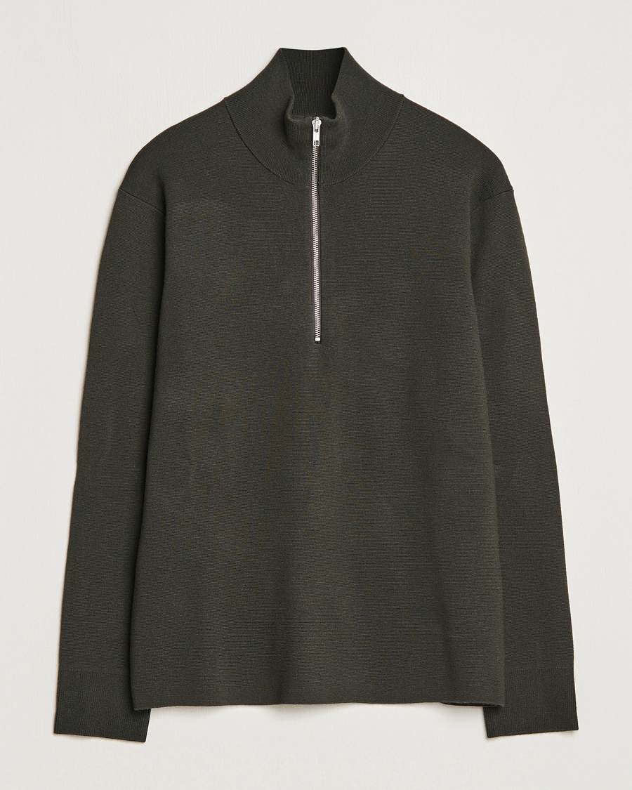 Herr | 60% rea | NN07 | Harald Cotton/Modal Half Zip Dark Army