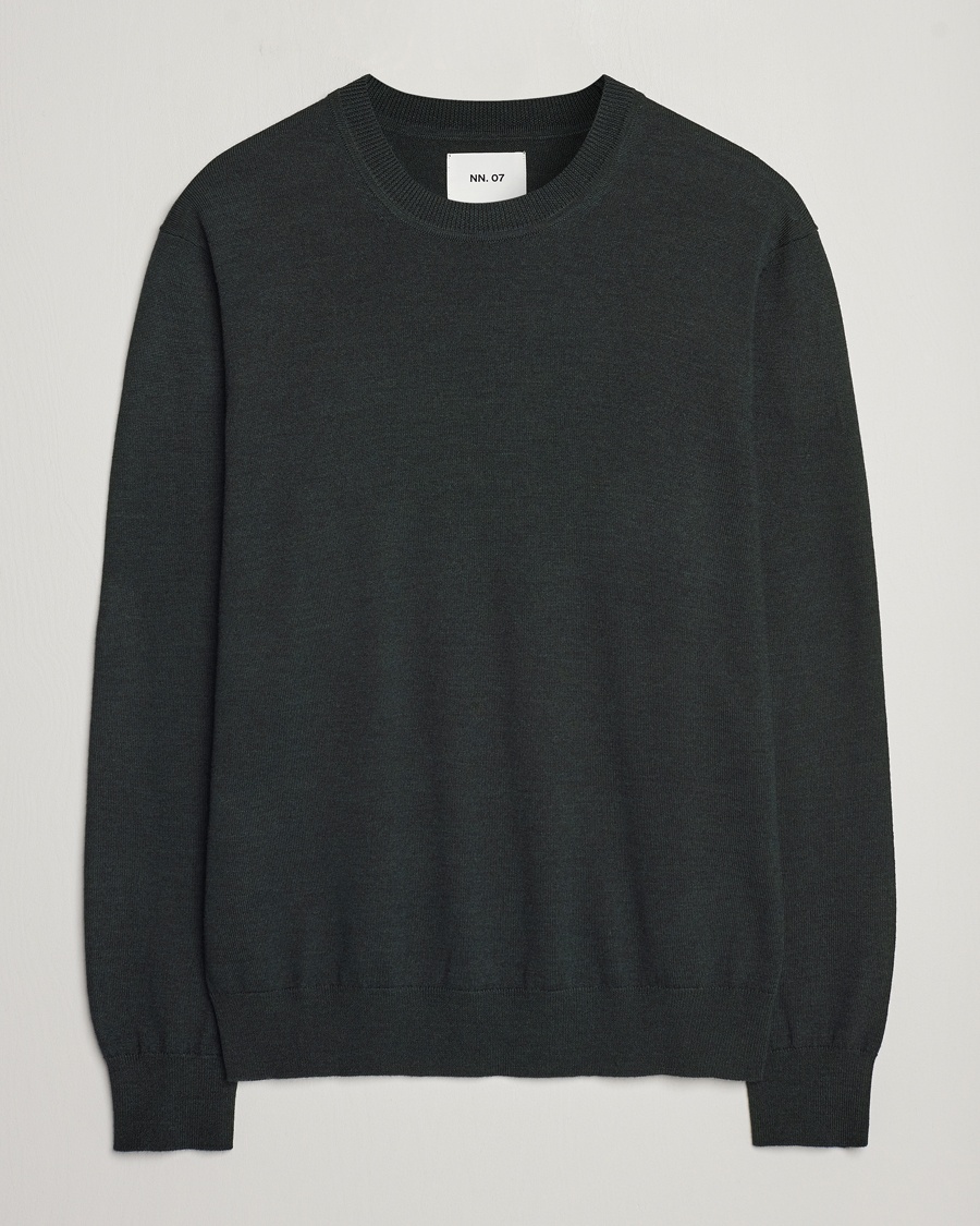 NN07 Ted Merino Crew Neck Pullover Dark Army – Grön