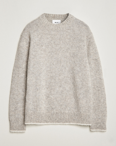 Herr | Stickade tröjor | NN07 | Jack Wool Crew Neck Sweater Light Grey Melange