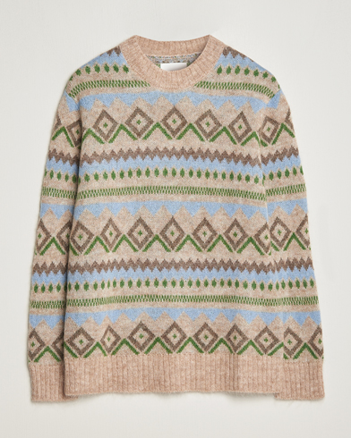 Herr | Stickade tröjor | NN07 | Morgan Wool Fairisle Sweater Nature Melange