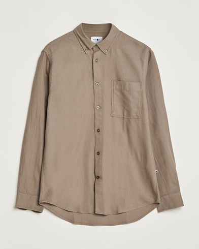 Herr |  | NN07 | Arne Brushed Flannel Shirt Dark Clay