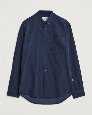 Herr | NN07 | NN07 | Arne Baby Cord Shirt Navy Blue