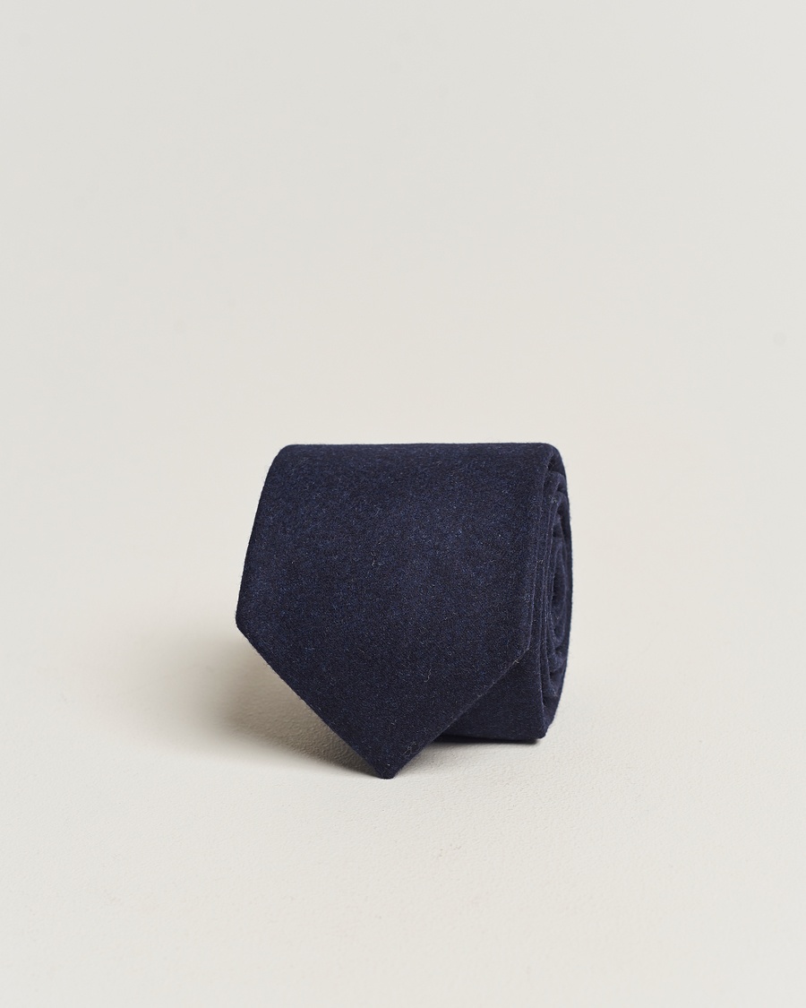 Herr | Amanda Christensen | Amanda Christensen | Wool Flannel 8cm Tie Navy