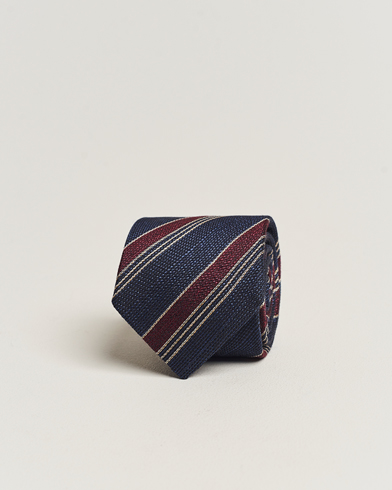 Herr | Amanda Christensen | Amanda Christensen | Cotton/Wool/Silk 8cm Regimental Stripe Tie Navy/Red