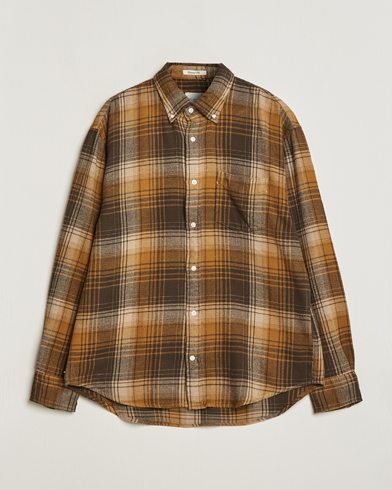 Herr | Flanellskjortor | GANT | Relaxed Fit Heavy Flannel Checked Shirt Woody Brown
