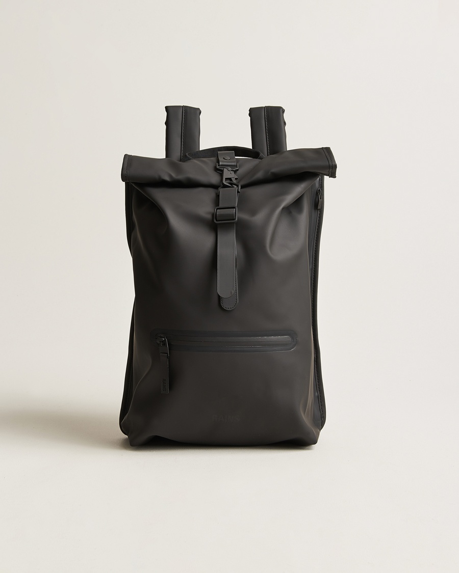 RAINS Rolltop Rucksack Black – Svart