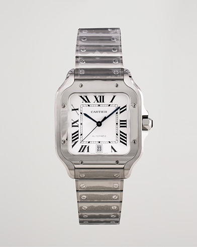 Herr | Pre-Owned & Vintage Watches | Cartier Pre-Owned | Santos De Cartier Steel WSSA0018 Steel White