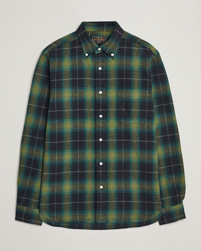 Herr | BEAMS PLUS | BEAMS PLUS | Shaggy Flannel Button Down Shirt Green Check